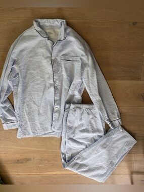 Vermont country store seersucker 100% cotton striped blue white pajama set - XL